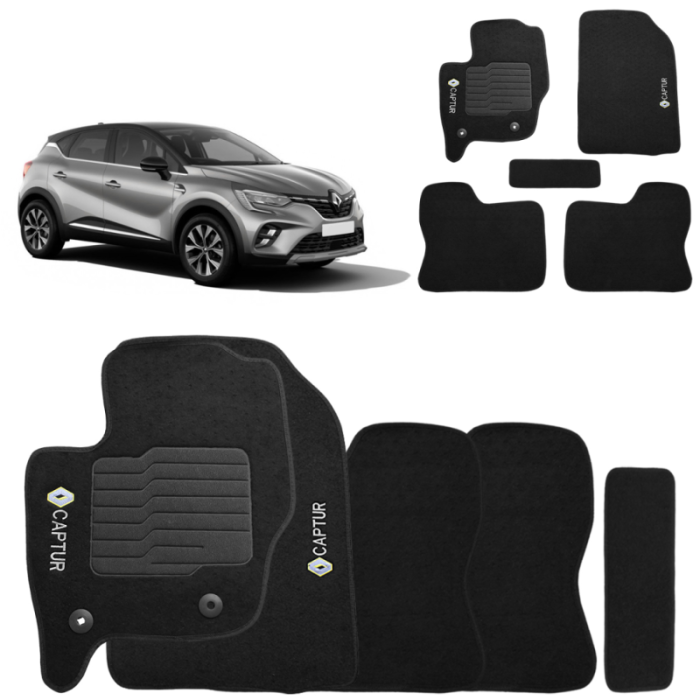 Jogo de Tapete Carpete Captur 2017 a 2024 Preto Fixação Original Jogo de Tapete Carpete Captur 2017 a 2024 Preto Fixação Original